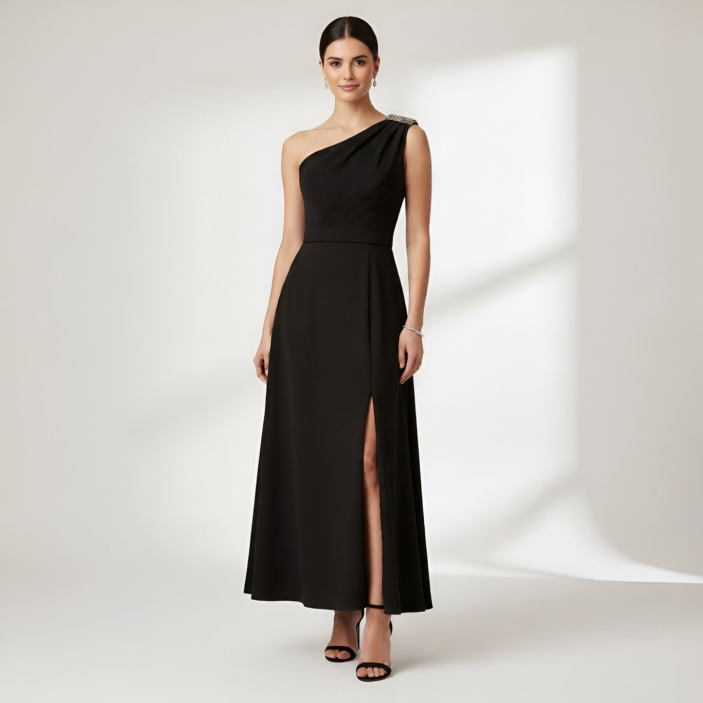 Eliza J Women’s Black Ruched Sleeveless Evening Dress Formal Gown