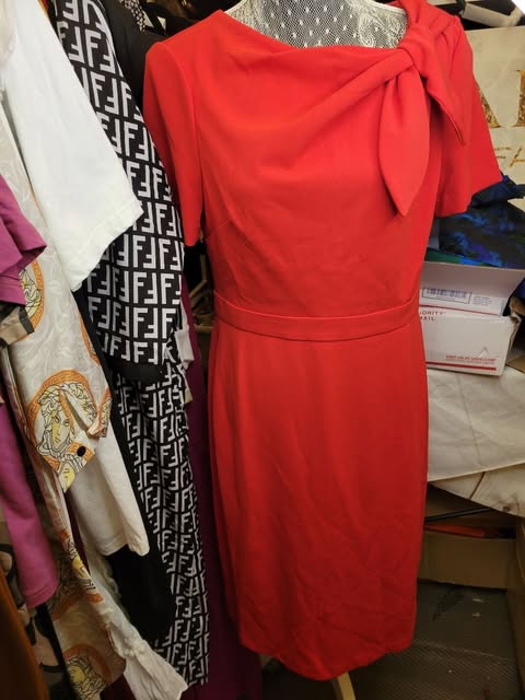 London Times High-Risk Red Bow Neck Short Sleeve Sheath Dress