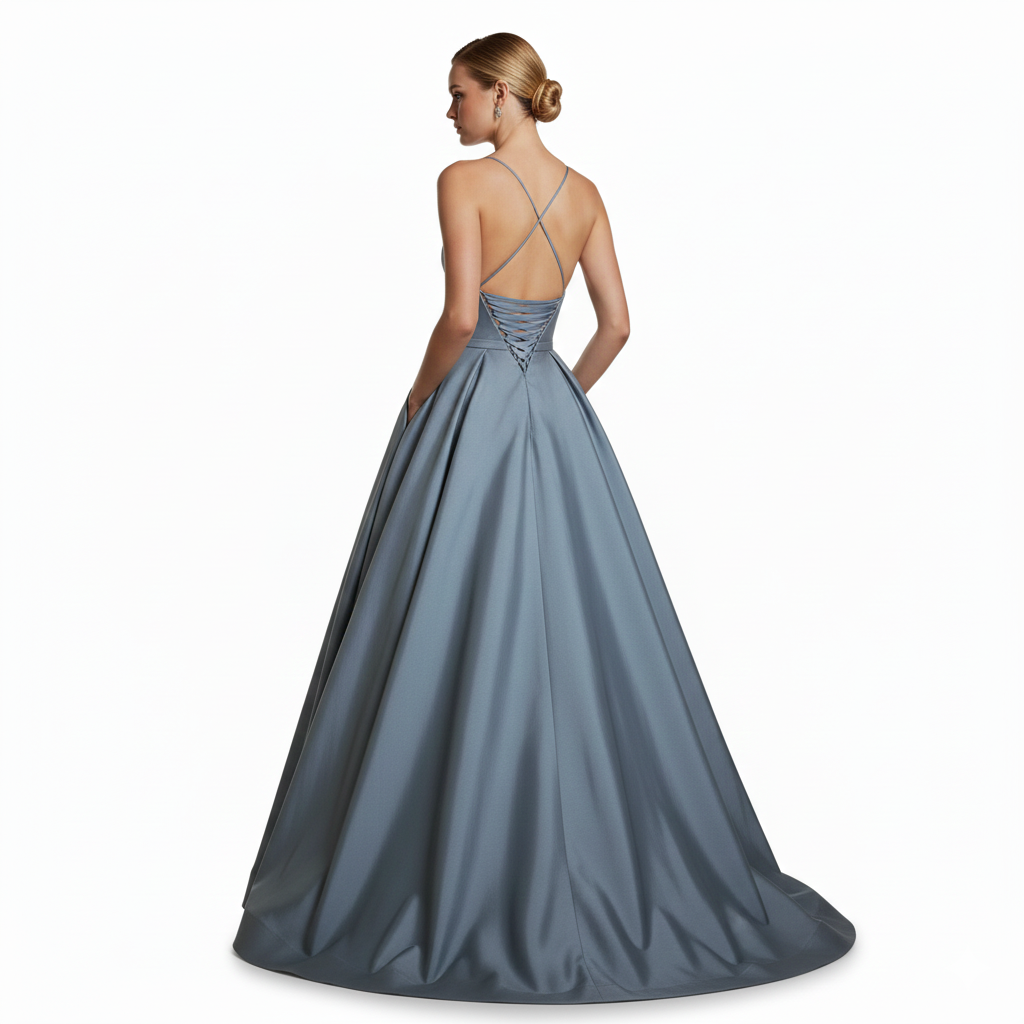 Bariano Australia Strapless/V-Neck (depending on style) Formal Gown in Stone Blue.