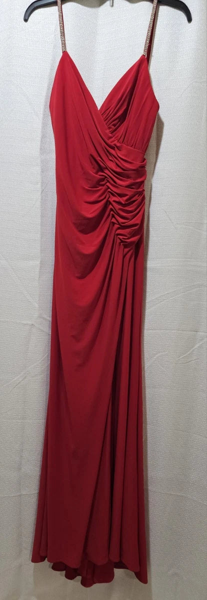 Ieena for Mac Duggal: Faux Wrap V-Neck Open Back Gown
