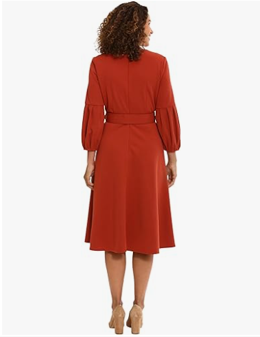 London Times Women's Fit and Flare Scuba Crepe Dress in Cabaret