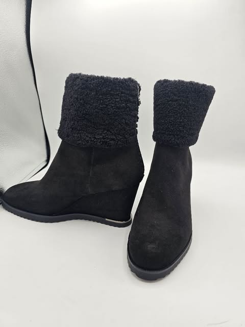 Casual Chic Black Suede Ankle Booties with Side Zipper and Low Block Heel