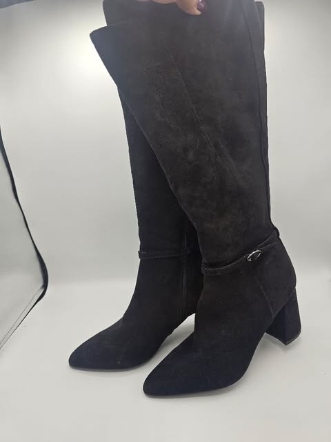 Tanner Mark Black Leather Cowgirl Boots | Teal & Crimson Wing Embroidery