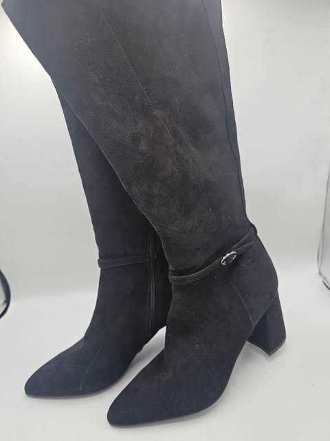 Tanner Mark Black Leather Cowgirl Boots | Teal & Crimson Wing Embroidery