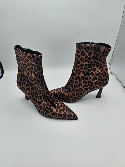 Women's Leopard Print Stiletto Ankle Boots | Pointed Toe & Suede Finish