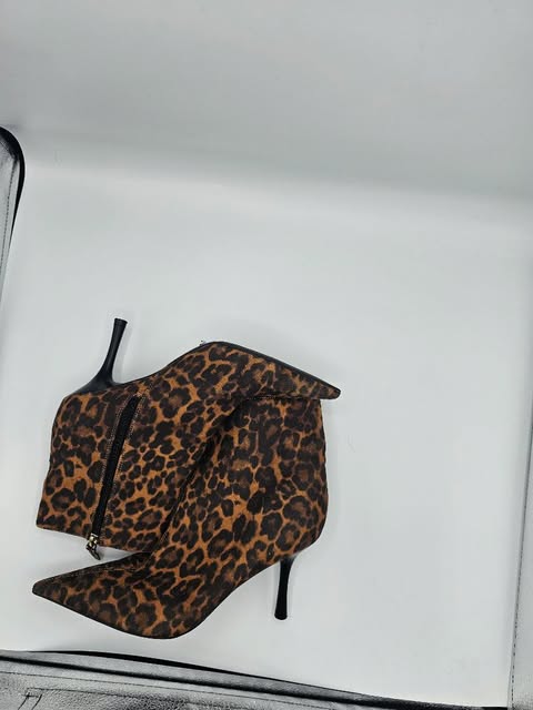 Bold Leopard Print Suede Pointed-Toe Ankle Boots with Stiletto Heel