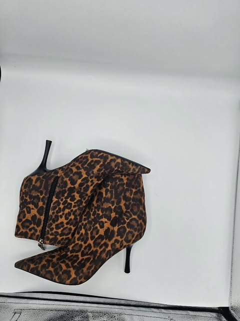 Bold Leopard Print Suede Pointed-Toe Ankle Boots with Stiletto Heel