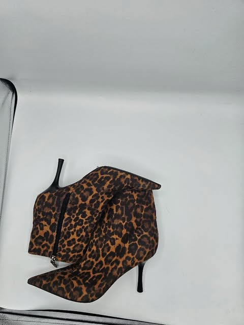 Bold Leopard Print Suede Pointed-Toe Ankle Boots with Stiletto Heel