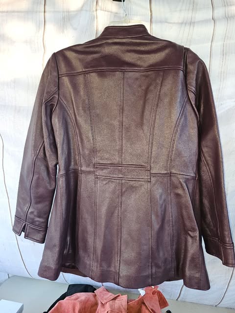 JH Collectibles Chocolate Brown Genuine Leather Seam Detail Jacket