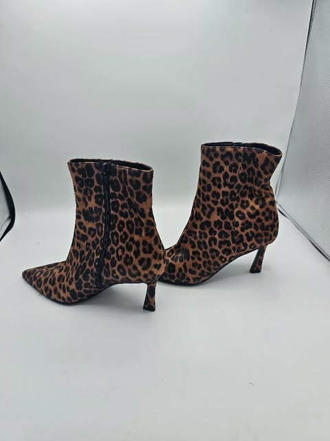 Women's Leopard Print Stiletto Ankle Boots | Pointed Toe & Suede Finish
