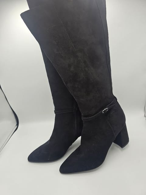 Tanner Mark Black Leather Cowgirl Boots | Teal & Crimson Wing Embroidery