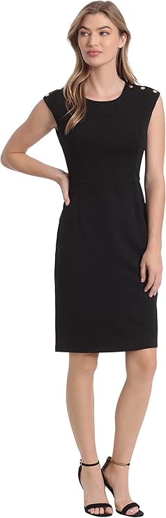 London Times Women's Sleeveless Black Sheath or Fit-and-Flare Dress