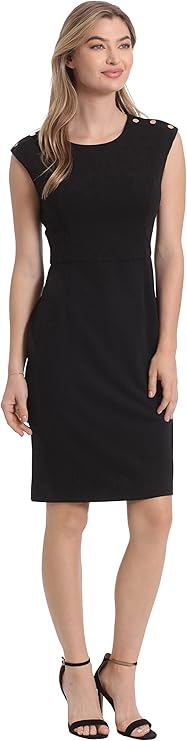 London Times Women's Sleeveless Black Sheath or Fit-and-Flare Dress