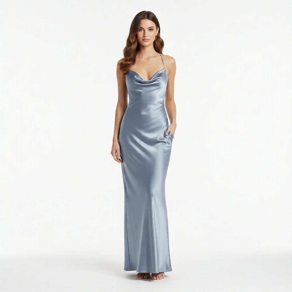  Cowl Neck Maxi Slip Dress