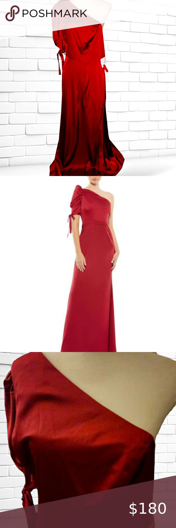 Mac Duggal 55632 Puff Sleeve One Shoulder Dress