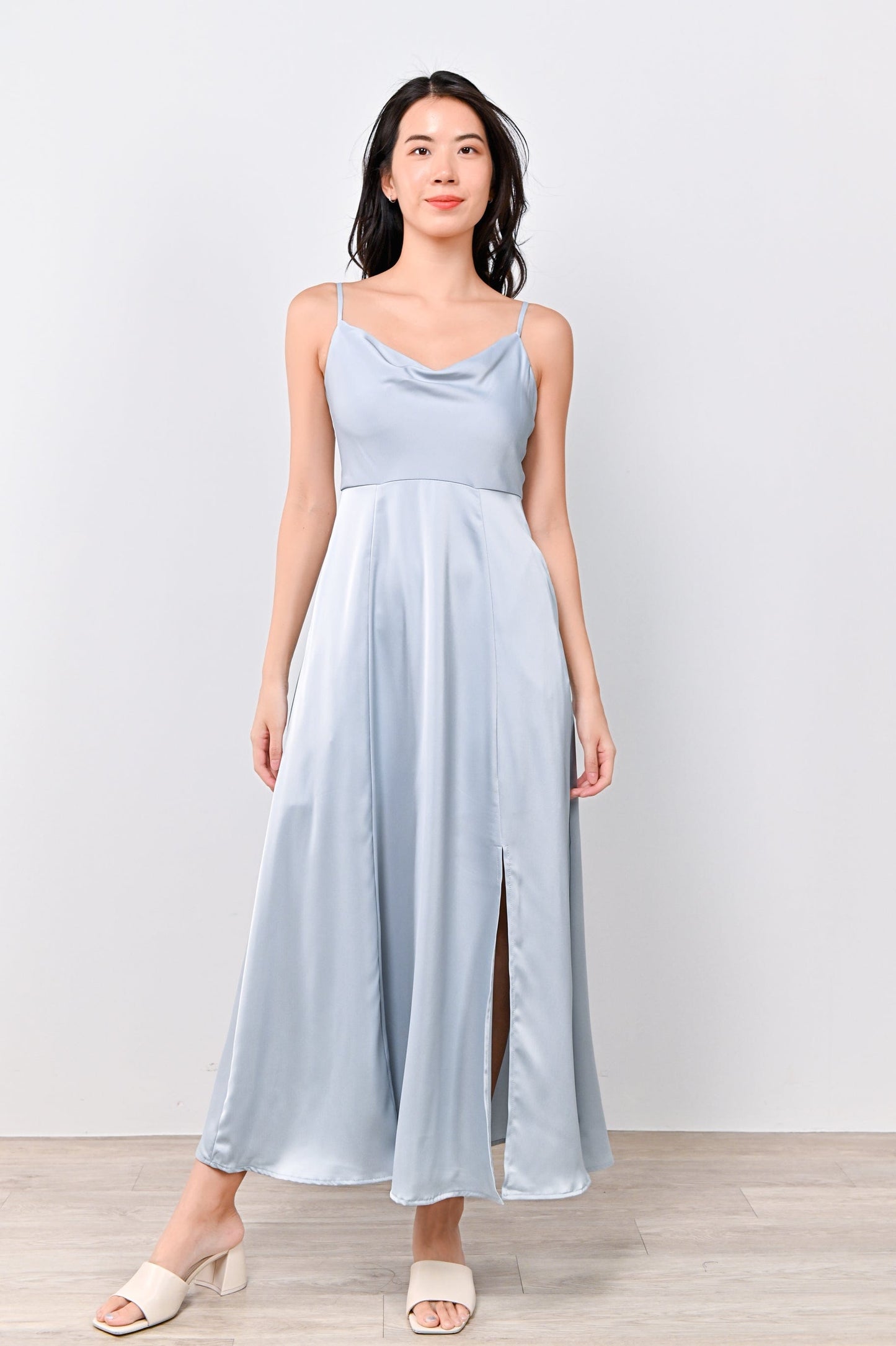  Cowl Neck Maxi Slip Dress