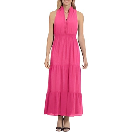 NIC+ZOE Rumba Linen Daydream Sleeveless Tiered Maxi Dress - Wild Pink