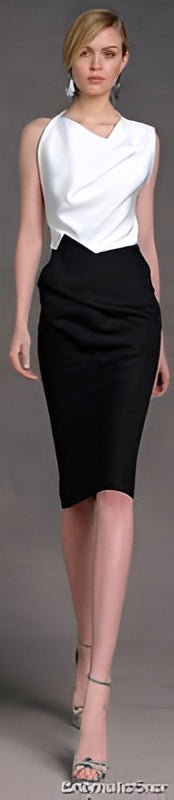 London Times Black & White Color Block Sleeveless Ruffle Sheath Dress