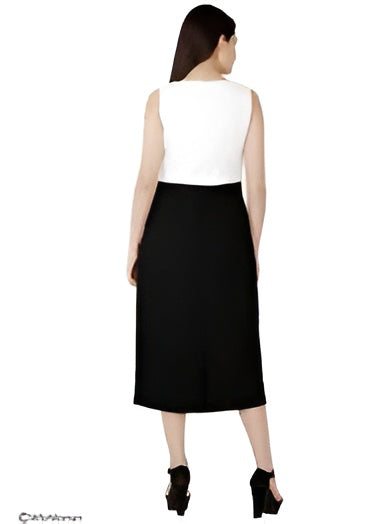 London Times Black & White Color Block Sleeveless Ruffle Sheath Dress