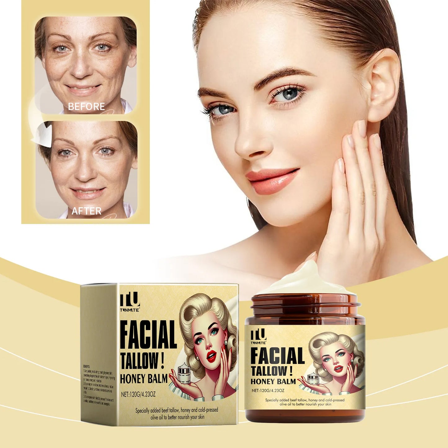 Beef Tallow Balm Skincare Balm Grass Fed Beef Tallow Body Face Moisturizer Whipped Tallow Balm For Face Cream