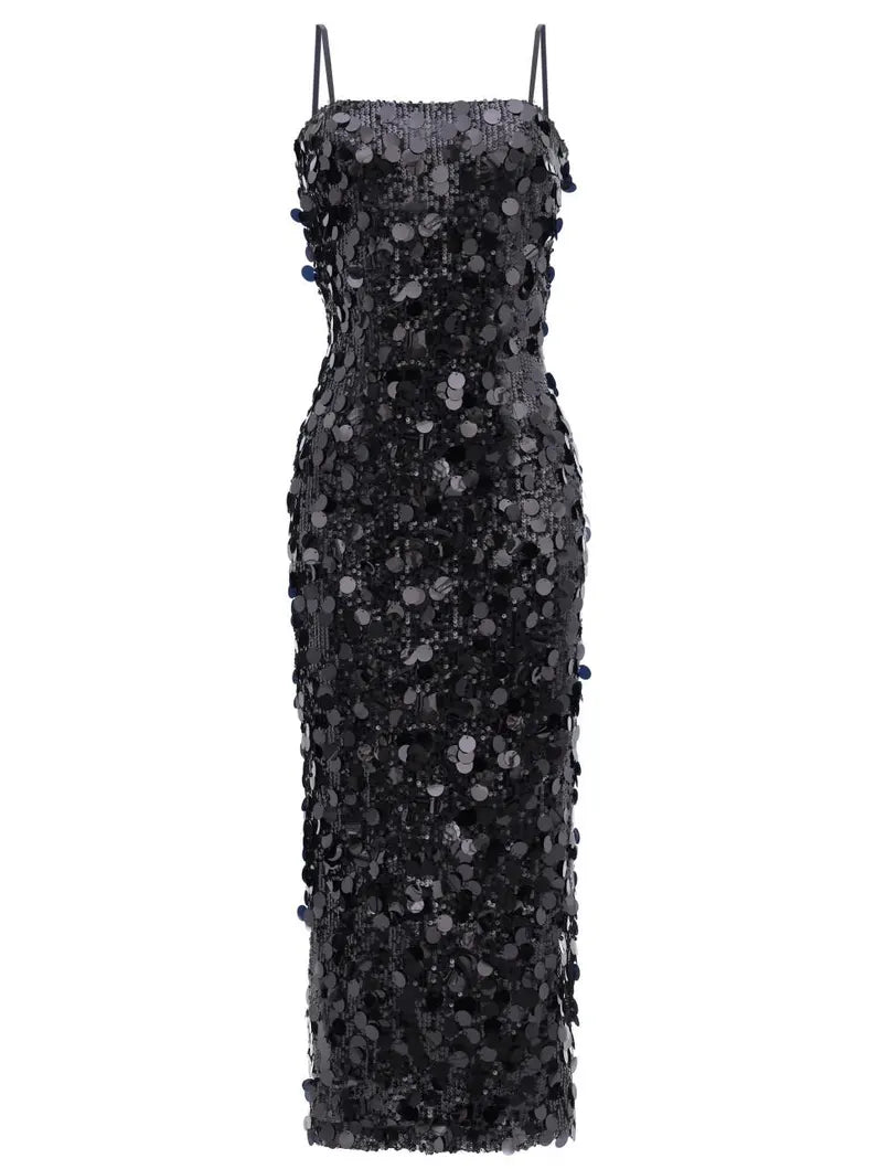 London Times Women's Sequin Mini Cocktail Dress with Adjustable Straps