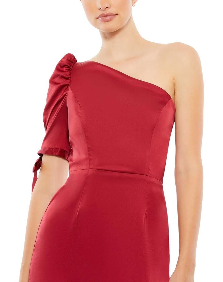 Mac Duggal 55632 Puff Sleeve One Shoulder Dress