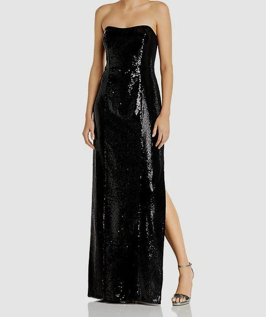 Aidan Mattox Women's Sequin and Fringe Column Evening Gown