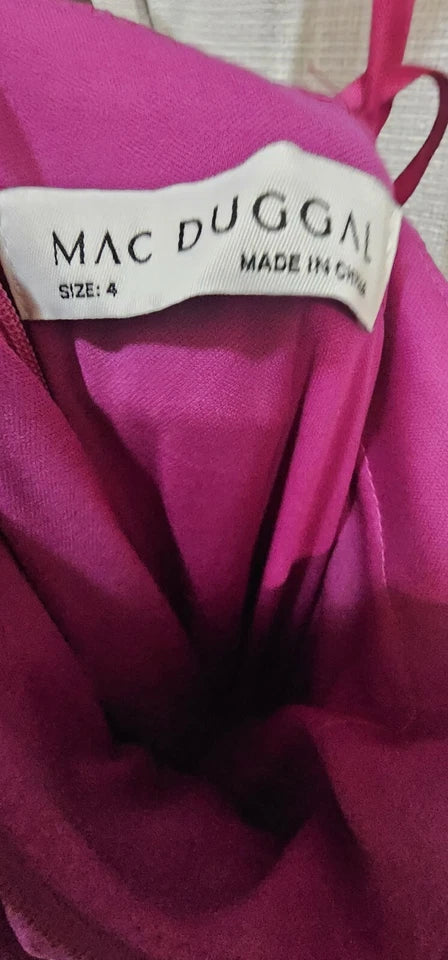 Magenta One-Shoulder Asymmetric Midi Cocktail Dress