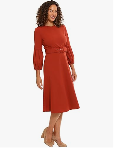 London Times Women's Fit and Flare Scuba Crepe Dress in Cabaret