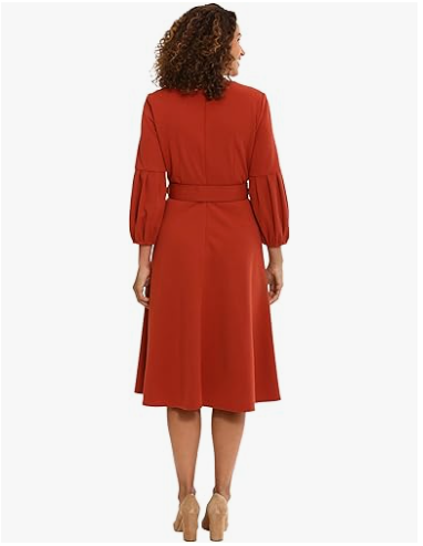 London Times Women's Fit and Flare Scuba Crepe Dress in Cabaret